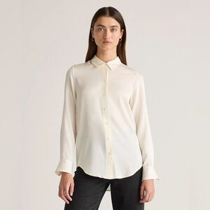 J.Crew Ivory Washable Silk Blouse - Classic Cut